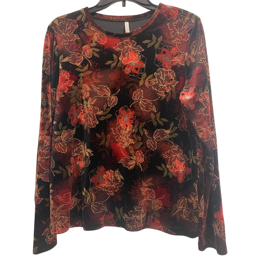 White Stag Whimsigoth Grunge Burnt Velvet‎ Floral Long Sleeve L Evening